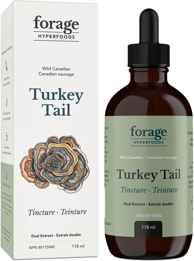 Χορτονομές Hyperfoods- Original Canadian Wild Turkey Mushroom Tail Superfood Liquid Supplement Extract Βάμμα, Vegan, μη-GMO, ανοσοποιητικό σύστημα και υποστήριξη της υγείας των ούρων, 118ML