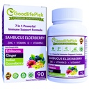 7 σε 1 Elderberry με ZINC, Βιταμίνη C, Βιταμίνη D, Echinacea, Ginger & Indian Gooseberry (Άμλα). Premium κάψουλες Elderberry 90 ct, όλα φυσικά, μη GMO, Vegan, χωρίς σκόνη ρυζιού, χωρίς γλουτένη