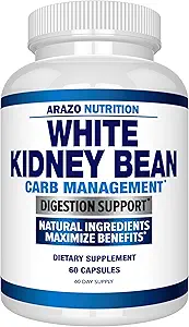 Arazo Nutrition White Kidney Bean Extract - 100% Pure Carb Blocker and Fat Absorber for Weight Support - Intercept Carbs