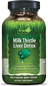 Irwin Naturals Milk Thistle Liver Detox - 60 Liquid Softgels - Supports Liver Health with Dandelion, Artichoke, Turmeric & Green Beet Root