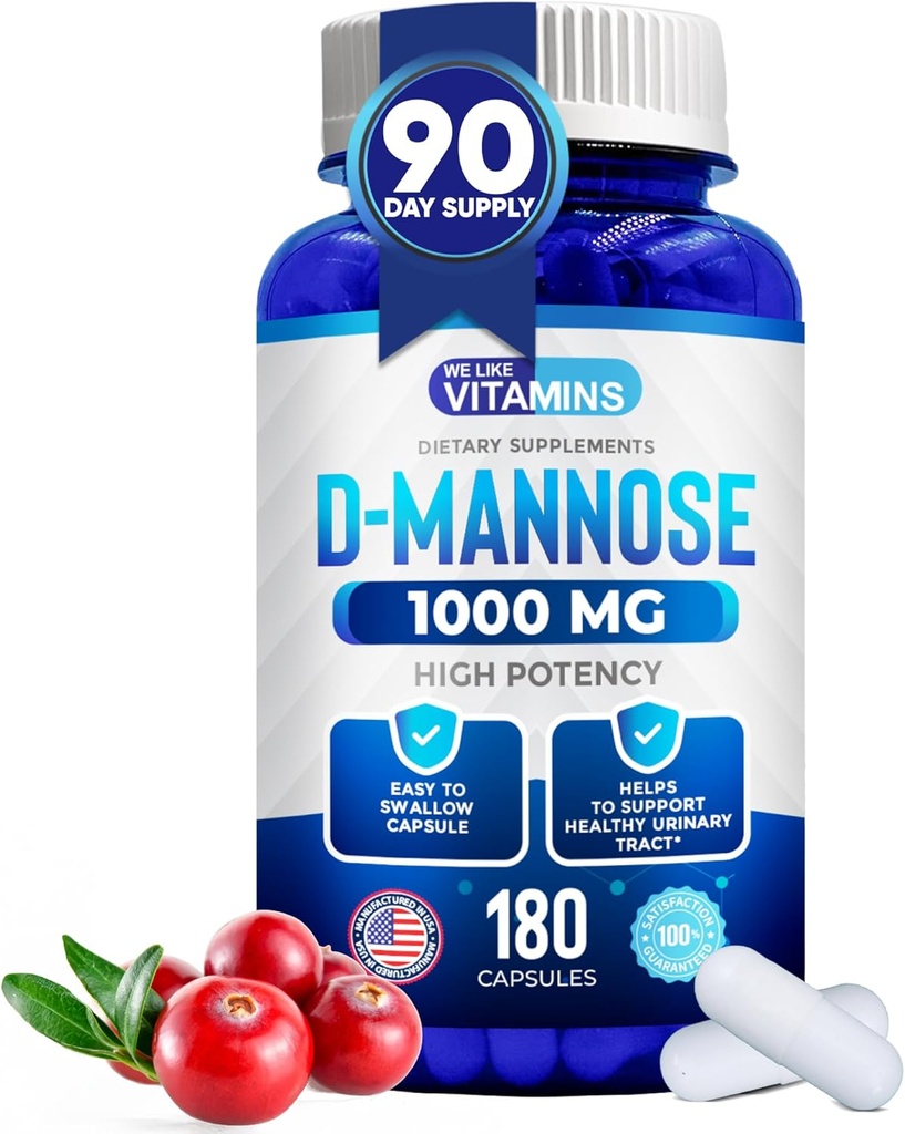 Μας αρέσουν οι βιταμίνες D-Mannose 1000mg κάψουλες - 180 εύκολο να καταπιούν κάψουλες Veggie - Cranberry D Mannose συμπλήρωμα βοηθά στην υγεία της ουροδόχου κύστης