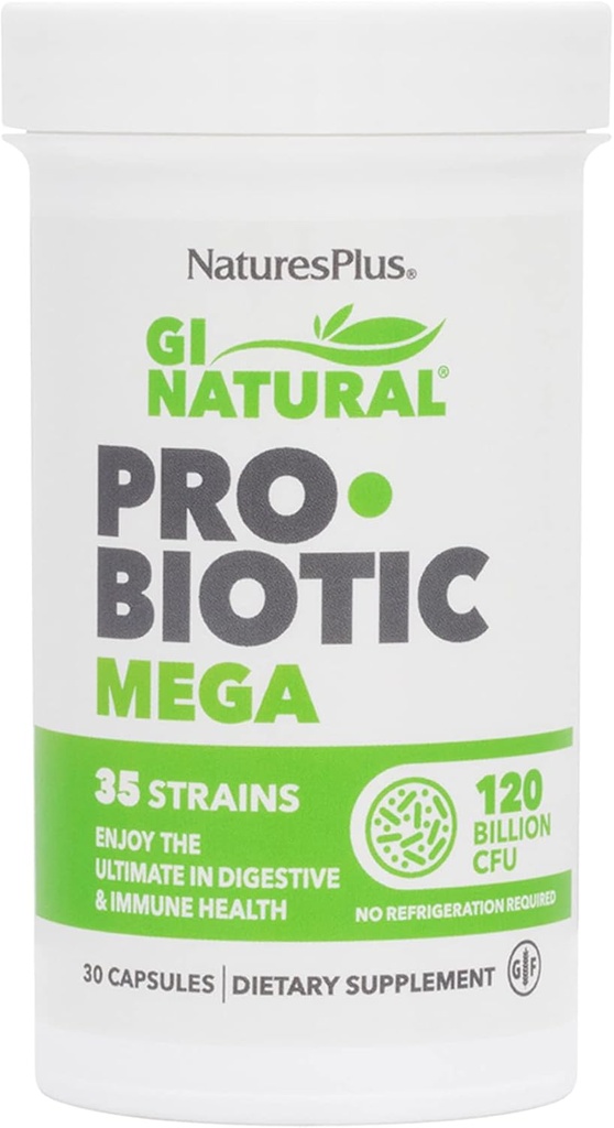 NaturesPlus GI Natural Probiotic Mega - 30 Κάψουλες - Digestive & Immune Health - Χωρίς γλουτένη - 30 Σερβιέτες