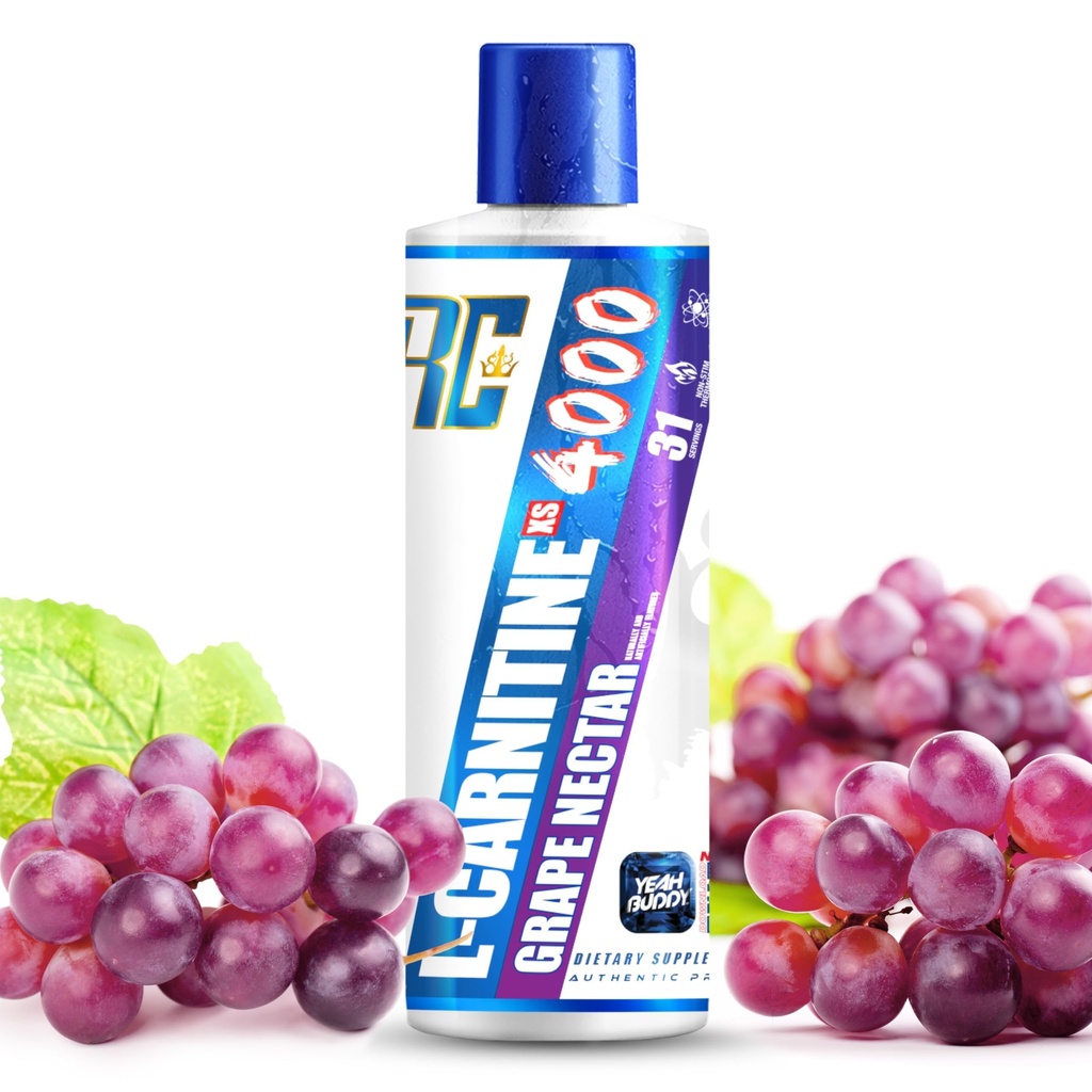 Ronnie Coleman Signature Series L Carnitine XS 4000 Liquid, Simulant Free, Sugar Free, Zero Carbs, Lean Muscle Strength Support for Men & Women, 16 Oz (16 oz, Grape Nectar (4000))