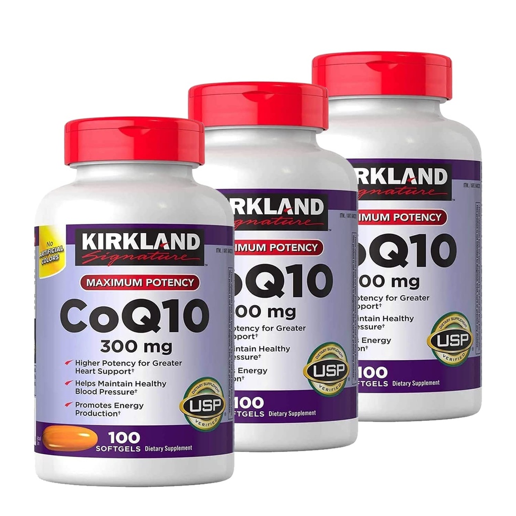 Kirkland Signature CoQ10 300 mg, 100 Softgels (3 Pack)