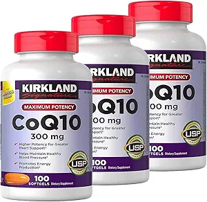 Kirkland Signature CoQ10 300 mg, 100 Softgels (3 Pack)