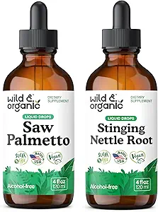 Wild & Organic Saw Palmetto Tincture 4 fl oz & Stinging Nettle Root Tincture 4 fl oz