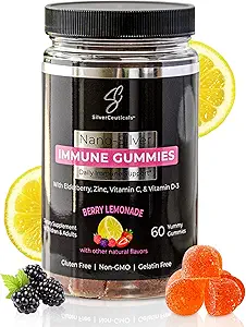 Immune Gummies - Sambucus Elderberry - Βιταμίνη C & D - Ψευδάργυρος - Save Your Sick Days - Παιδιά & Ενήλικες - Ασφαλής Ηλικίες 4 & Up - Nano Colloyal Silver - Γλουτένη & Ζελατίνη Δωρεάν Μη-GMO - Λεμονάδα Berry - 60 Count