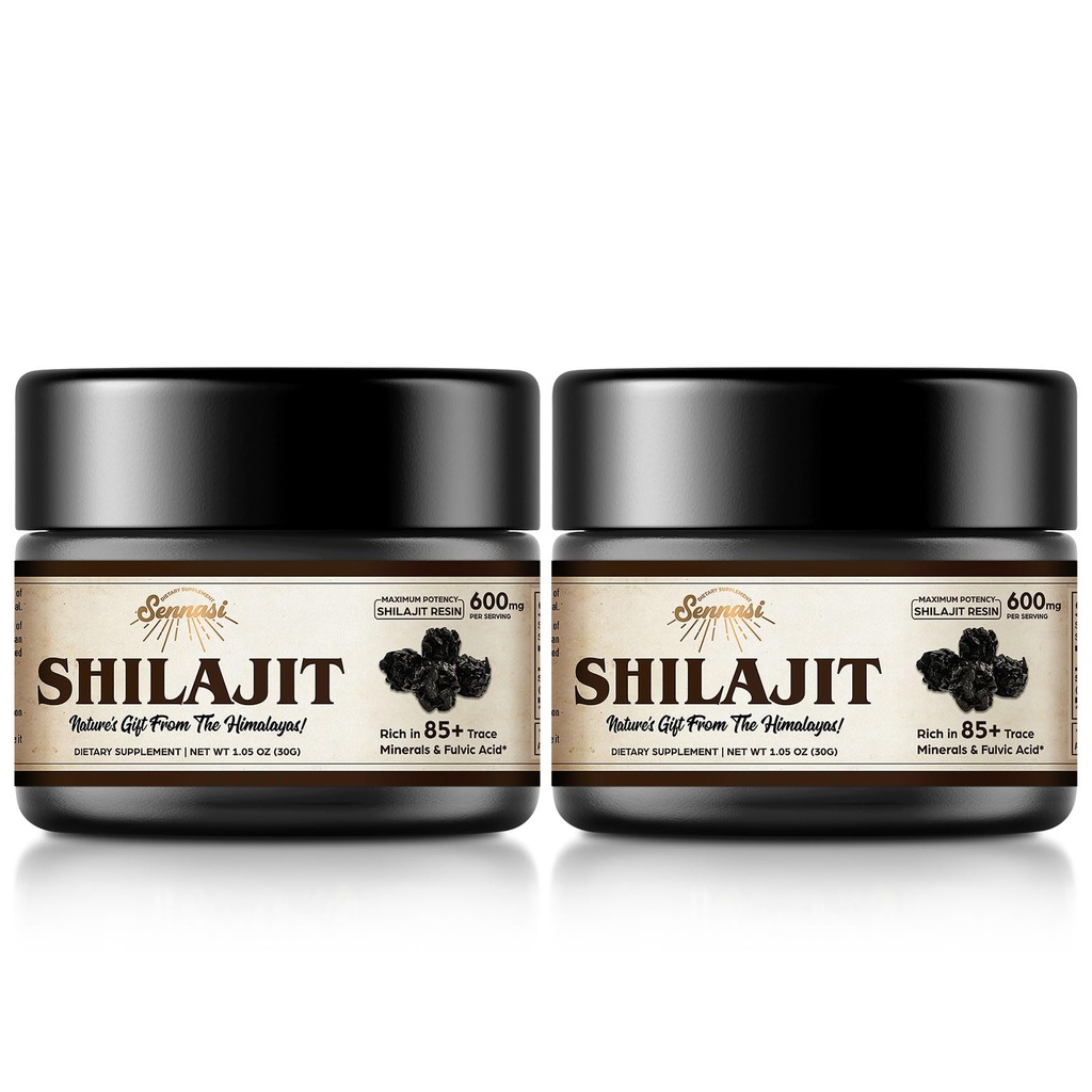 Shilajit Pure Himalayan Organic Shilajit Resin - 600mg Μέγιστη ισχύς Φυσική Βιολογική Shilajit Resin με 85+ Ιχνηλάτηση Ορυκτών & Fulvic Acid για την Ενέργεια, Ανοσολογική Υποστήριξη, 30 γραμμάρια (2 Συσκευασία)