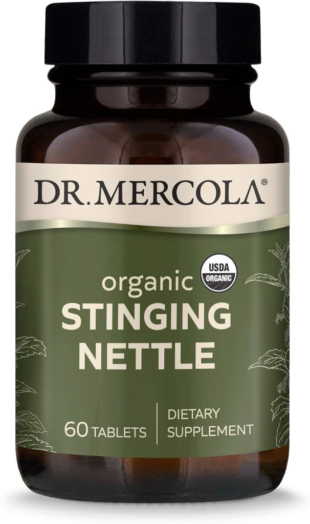 Dr. Mercola Organic Sting Nettle Dietary Supplement, 60 σερβιέτες (60 δισκία), μη ΓΤΟ, Χωρίς γλουτένη, Χωρίς σόγια, USDA Organic