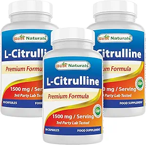 Best Naturals L-Citrulline Κάψουλες - 1500mg/serving - Μη ΓΤΟ - Χωρίς γλουτένη - 90 κάψουλες (90 Count (Pack of 3))
