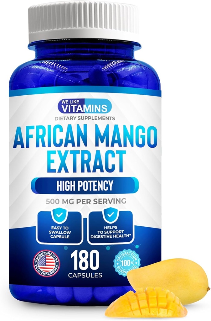 Μας αρέσει Βιταμίνες African Mango Extract 500mg - 5000mg Ισοδύναμο 10:1-180 Κάψουλες - 6 Μήνες Προσφορά Αφρικανικών Καψακίων Μάνγκο – Υποστηρίζει Μεταβολισμό του λίπους και της Πειθαρχικής Υγείας