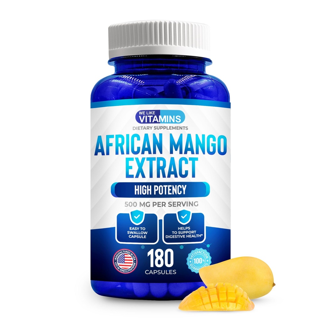 Μας αρέσει Βιταμίνες African Mango Extract 500mg - 5000mg Ισοδύναμο 10:1-180 Κάψουλες - 6 Μήνες Προσφορά Αφρικανικών Καψακίων Μάνγκο – Υποστηρίζει Μεταβολισμό του λίπους και της Πειθαρχικής Υγείας