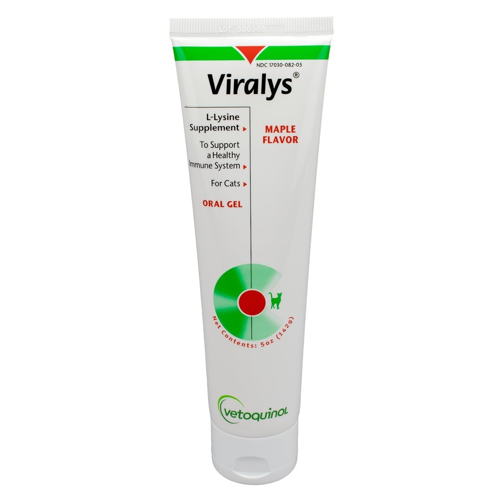 Vetoquinol Viralys Καθημερινή L-Lysine Gel για γάτες και γατάκια, Maple Συμπληρώματα Γεύσης Λυσίνης για γάτες και γατάκια για την υποστήριξη της ανοσοποιητικής υγείας, της φυσιολογικής λειτουργίας των ματιών και της αναπνευστικής υγείας, 5 ουγγιές
