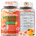 Liposomal Vitamin C 1000mg Gummies for Adults - Βιταμίνη C Chewable 1500mg with 8mg Iron, Zinc & Elderberry - Immune Support, Immune Booster Supplement - for Energy, Collagen Booster, 1Pack Sugar Free