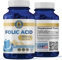 Folic Acid Supplement – Υψηλής ισχύος Βιταμίνη B9 1.870mg DFE Folate, 1.100mg Folic Acid 