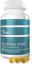 Norway Pure Omega-3 Fish Oil Softgels 2,400mg (90ct) - 4X Concentrated EPA & DHA, Triple Distilled, Burpless, Wild Caught, Skin & Hair, Joints, Heart Health
