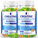 Creatine Monohydrate Gummies 5000mg Creatine for Women & Men 2 Packs, Creatine Monohydrate Chew for Boost Focus, Muscle Strength, 5g Creatine Monohydrate per Serving, Sugar Free, Vegan