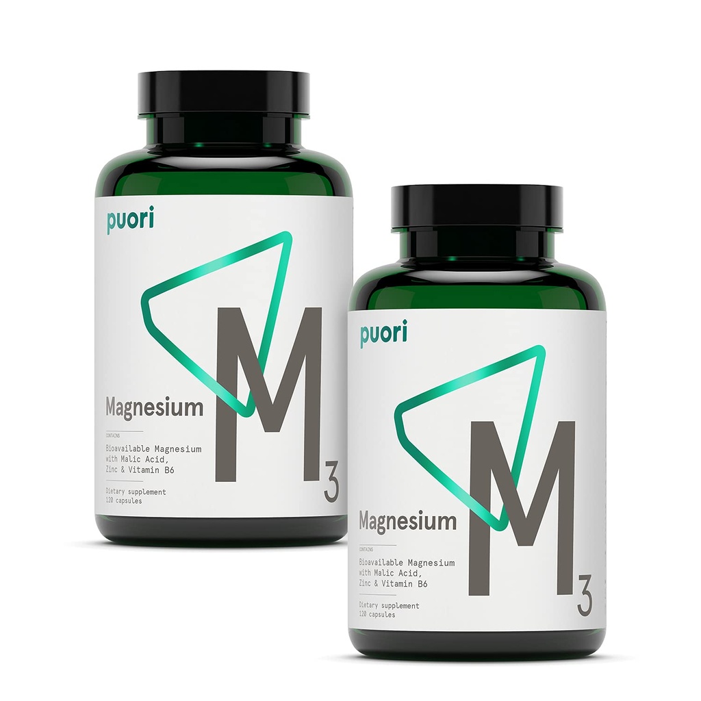 Puori Magnesium Complex Supplement - Υψηλή απορρόφηση Μαγνήσιο Ταυρινικό & Γλουκονικό, Ψευδάργυρος, Βιταμίνη Β6 & Κακό οξύ για την υποστήριξη του ύπνου, ανοσοποίηση & υγεία των οστών & αποκατάσταση των μυών - 240 κάψουλες Vegan