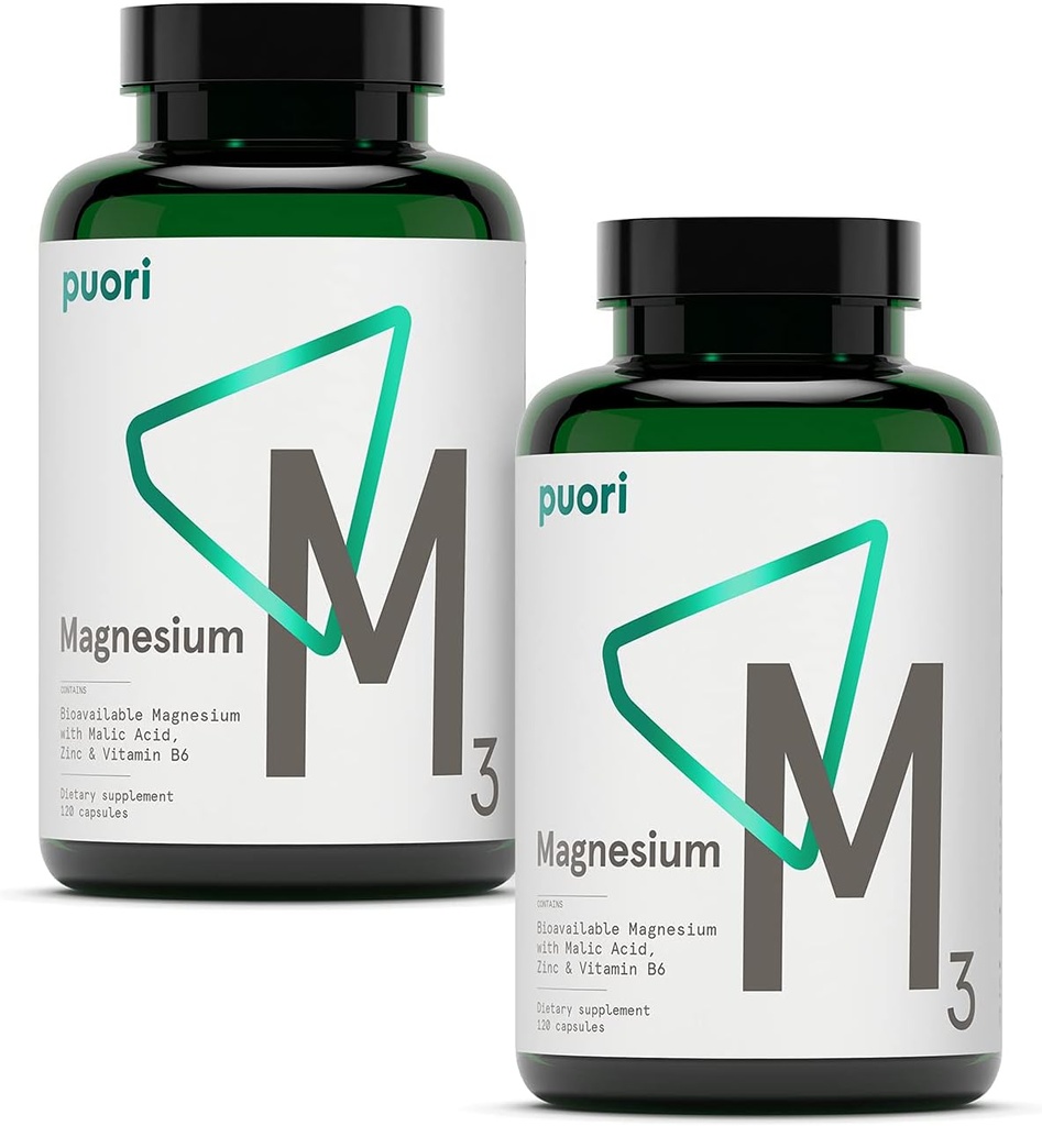 Puori Magnesium Complex Supplement - High Absorption Magnesium Taurinate & Gluconate, Zinc, Vitamin B6 & Malic Acid for Sleep Support, Immune & Bone Health & Muscle Recovery - 240 Vegan Capsules