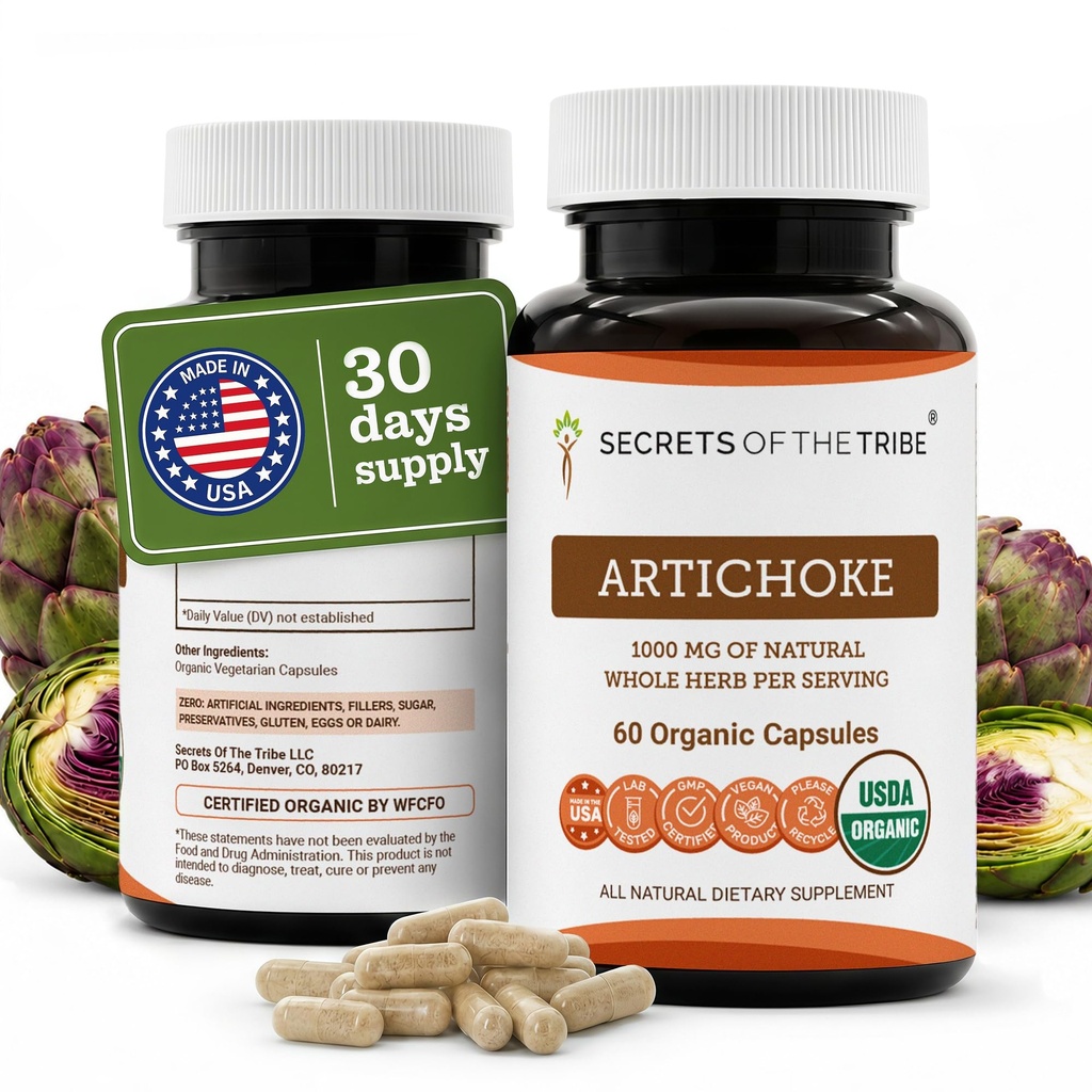 Μυστικά της φυλής Artichoke 60 κάψουλες, 1000 mg, Artichoke (Cynara scolymus) Αποξηραμένο Φύλλο (60 κάψουλες)