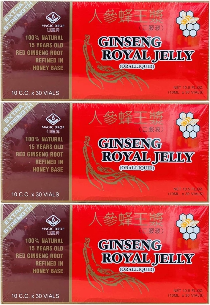 3 Κουτιά Magic Drop Ginseng Royal Jelly (30 φιαλίδια), Σύνολο 90 Φιαλίδια