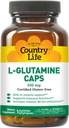 Country Life L-Glutamine 500 mg με B6 – Υποστηρίζει την αποκατάσταση των μυών, την αντοχή και την αθλητική απόδοση – Vegan, Gluten-free, Kosher Amino Acid συμπλήρωμα – 100 κάψουλες