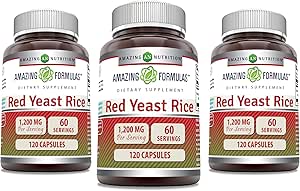 Amazing Formulas Red Yeast Rice 1200mg Per Serving Capsules Supplement 