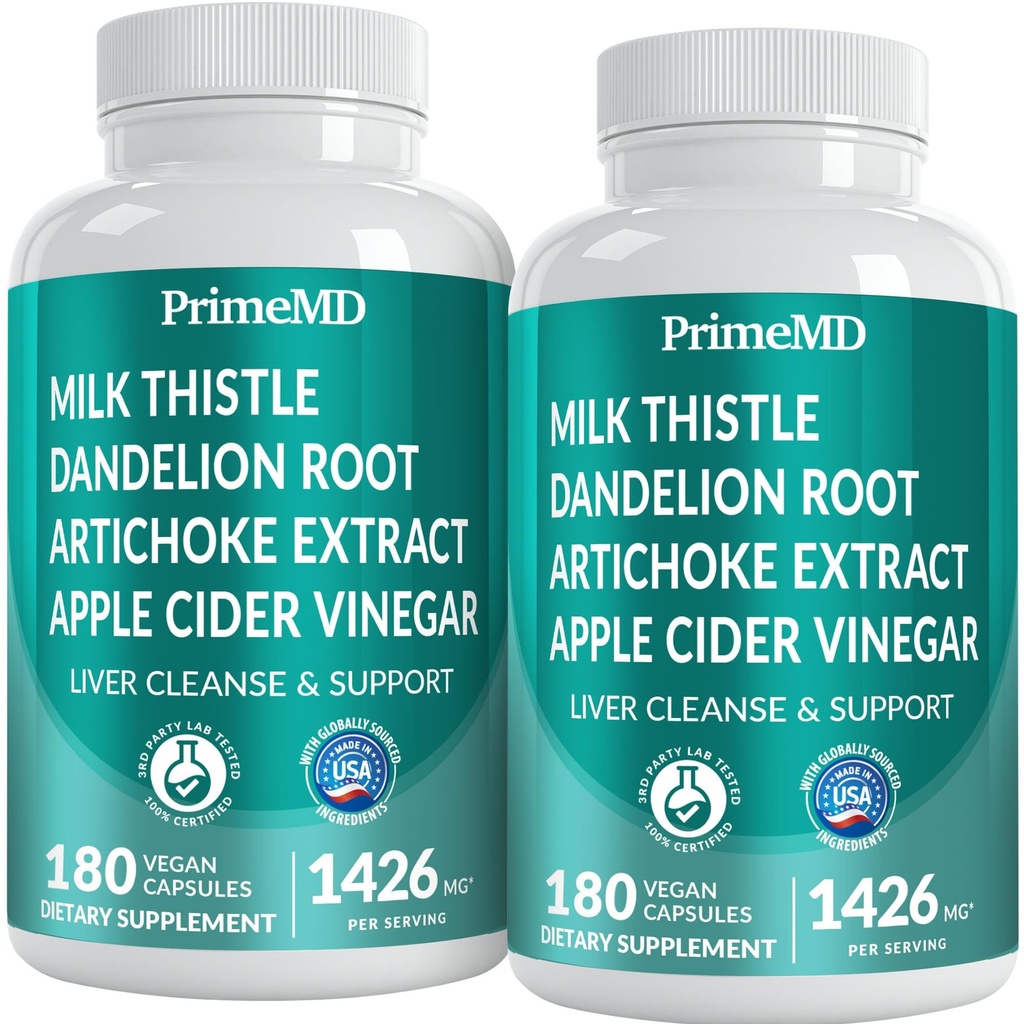 32-in-1 Liver Support with Milk Thistle Supplement – Liver Detox with Silymarin, Artichoke Extract & Beetroot Powder – Comprehensive Wellness Formula for Liver Cleanse – 1426mg (180 count) (Pack of 2)