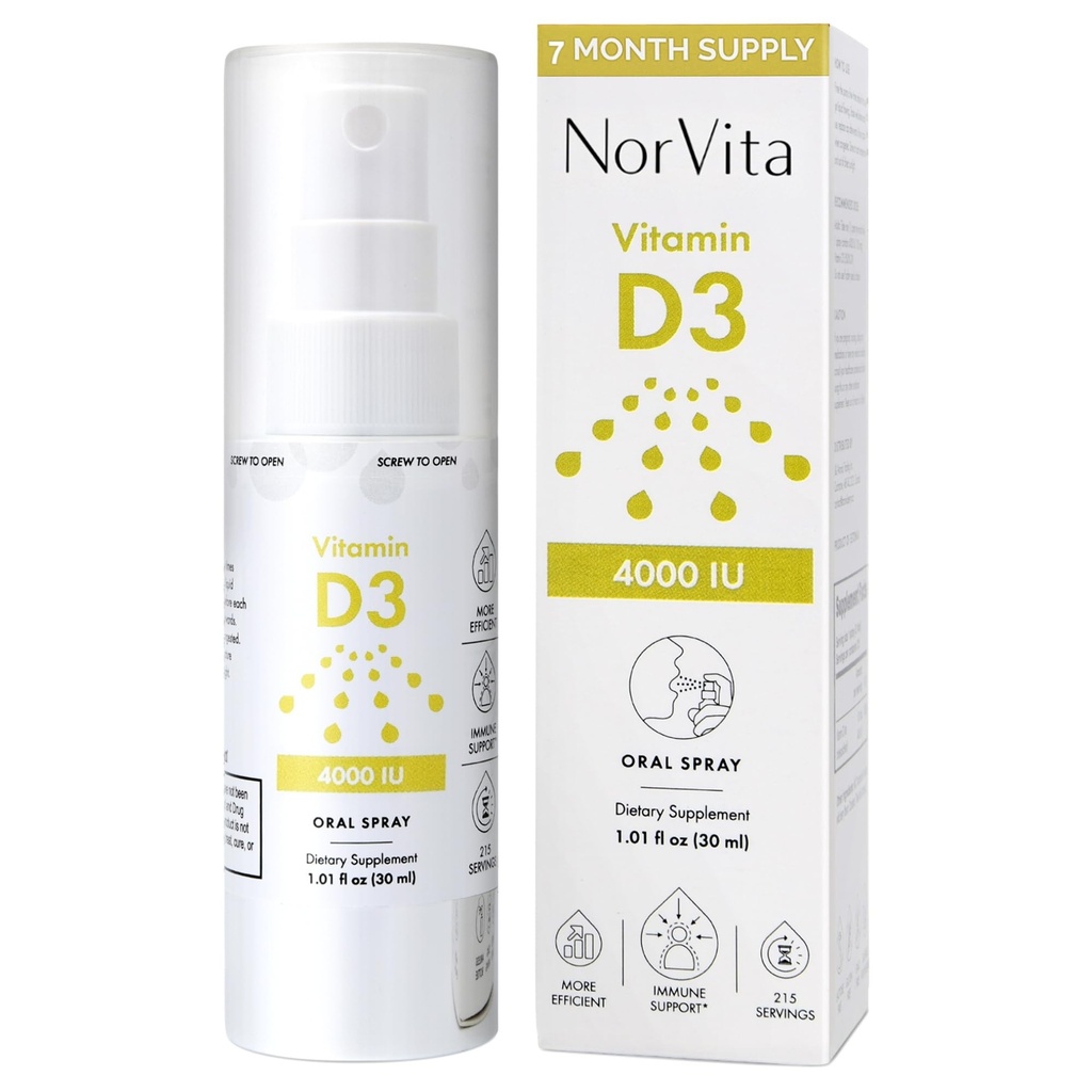 Βιταμίνη D3 Spray 4000 IU (215 μερίδες) - Υψηλή Απορρόφηση, Vegan, Υποστηρίζει την υγεία των οστών και του ανοσοποιητικού, Απορρόφηση ασβεστίου - Καθημερινή Βιταμίνη D spray