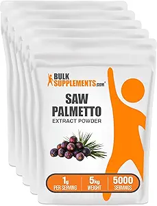 BulkSupplements.com Saw Palmetto Extract Powder - Serenoa Repens, Saw Palmetto Supplement, Herbal Supplement - Vegan & Gluten Free, 1g per Serving, 5kg (11 lbs) (Pack of 5)