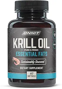 ONNIT Ανταρκτικής Krill Oil Soft Gels, IGENTM μη GMO Δοκιμασμένο συμπλήρωμα διατροφής με Omega-3s, EPA, Ασταξανθίνη & φωσφολιπίδια για Γνωστική, Καρδιαγγειακή & Κοινή Υγεία, 1000mg ανά υπηρεσία, 60 Count