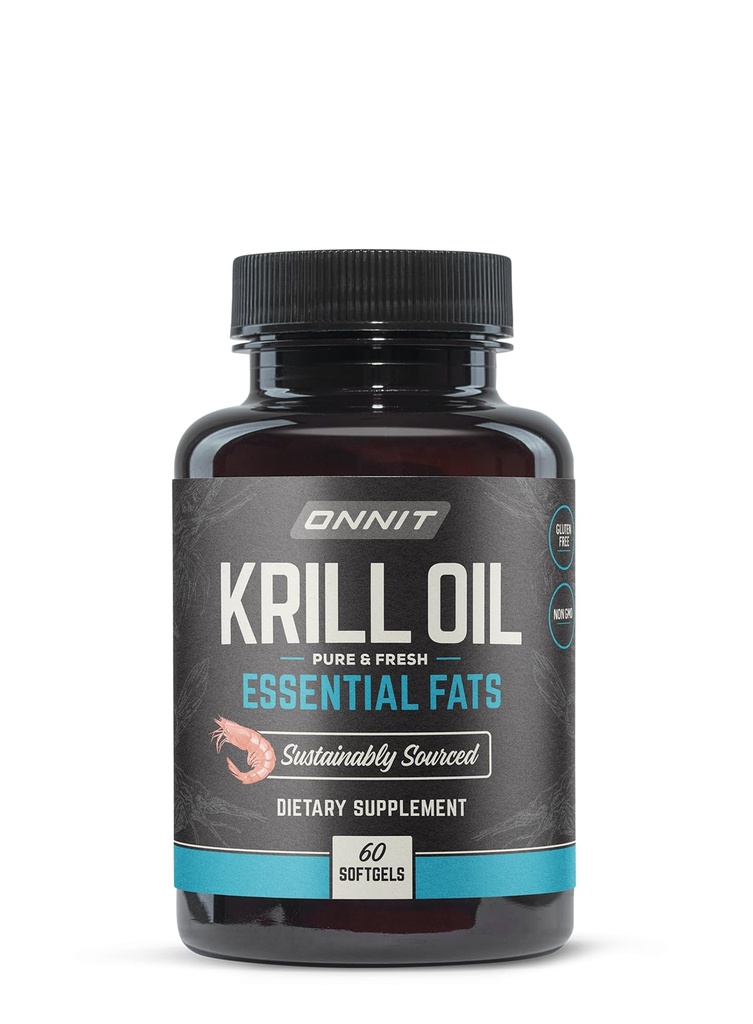 ONNIT Ανταρκτικής Krill Oil Soft Gels, IGENTM μη GMO Δοκιμασμένο συμπλήρωμα διατροφής με Omega-3s, EPA, Ασταξανθίνη & φωσφολιπίδια για Γνωστική, Καρδιαγγειακή & Κοινή Υγεία, 1000mg ανά υπηρεσία, 60 Count
