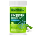 NATURELO Probiotics for Digestive Health - 50 Billion CFU, 11 Strains Daily Supplement - Ενισχύει το ανοσοποιητικό σύστημα, Καθυστερημένη απελευθέρωση, 30 κάψουλες χορτοφάγων