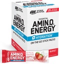 Βέλτιστη διατροφή Amino Energy Plus πακέτα ενυδάτωσης, On-The-Go Ενεργειακά πακέτα σκόνης, Φράουλα Burst, 25 κόμης