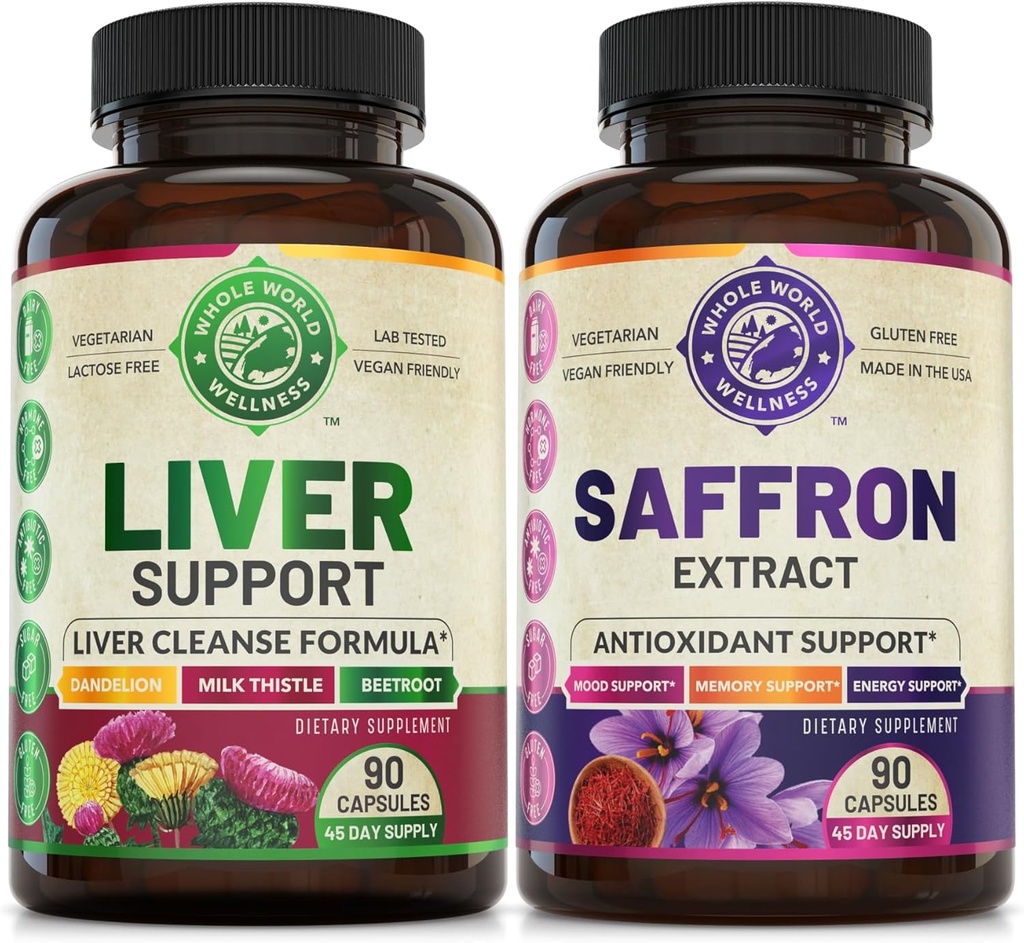Liver Cleanse Detox Repair Formula και Pure Saffron Extract Bundle (Ένα μπουκάλι το καθένα). Υποστηρίζει την υγεία του ήπατος, την ενίσχυση της ενέργειας, τη διάθεση, τη μεταβολική λειτουργία. USA Made (στα Αγγλικά).
