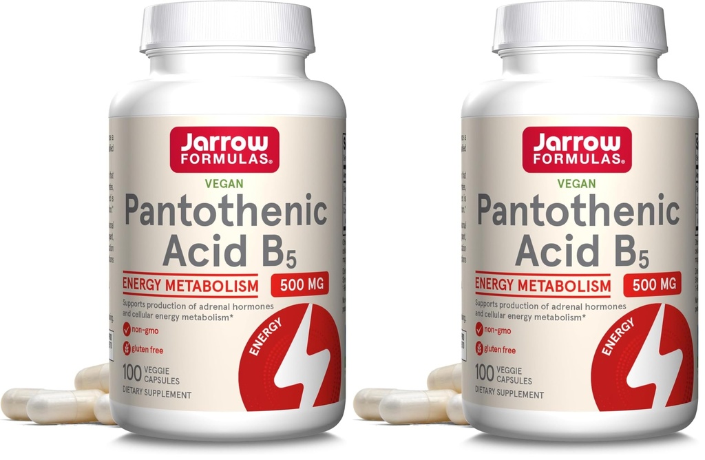 Jarrow Formulas Pantothenic Acid B5 500 mg - 100 Veggie Caps - Απαραίτητη βιταμίνη Β - Ενεργειακή Παραγωγή & Υποστήριξη Μεταβολισμού - 100 Σερβιέτες (πακέτο του 2)