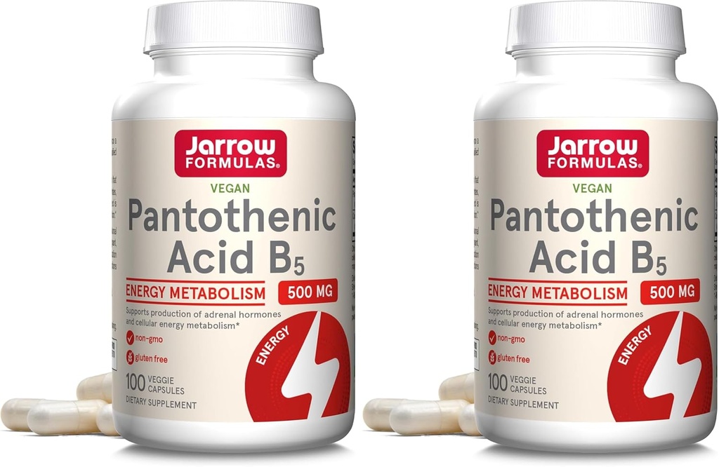 Jarrow Formulas Pantothenic Acid B5 500 mg - 100 Veggie Caps - Απαραίτητη βιταμίνη Β - Ενεργειακή Παραγωγή & Υποστήριξη Μεταβολισμού - 100 Σερβιέτες (πακέτο του 2)