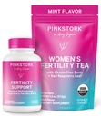Pink Stork Fertility Bundle for Women – Τσάι σύλληψης + Προγεννητική υποστήριξη βιταμίνης με Inositol, Vitex, Folate & Ashwagandha – Υποστηρίζει ισορροπία ορμονών, Cycle Health & Preconception Wellness