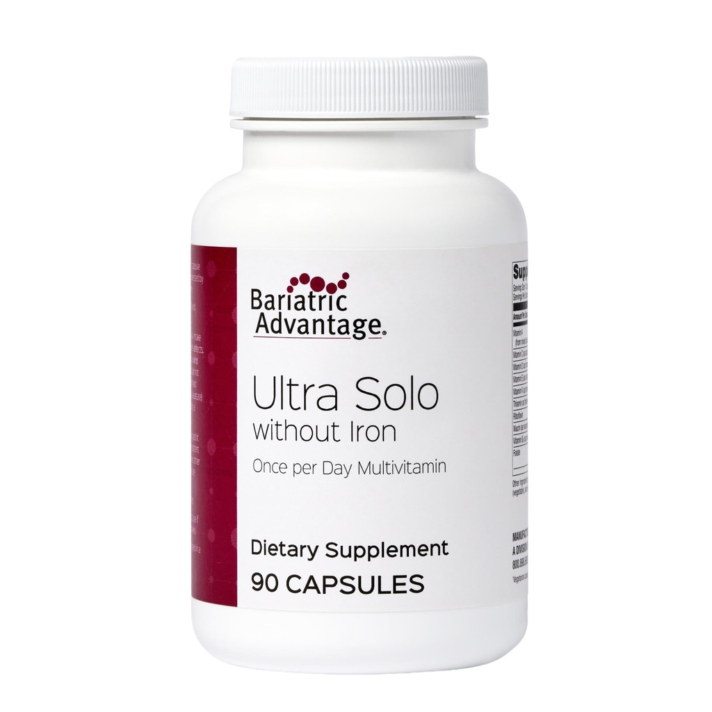 Βαριατρικό Πλεονέκτημα Ultra Solo Χωρίς Σιδήρο - Μία φορά την ημέρα Καθημερινή Πολυβιταμίνη - για Βαριατρικούς Ασθενείς - με θειαμίνη, Βιταμίνη Α & Περισσότερα - Χωρίς Γλουτένη - 90 Κάψουλες