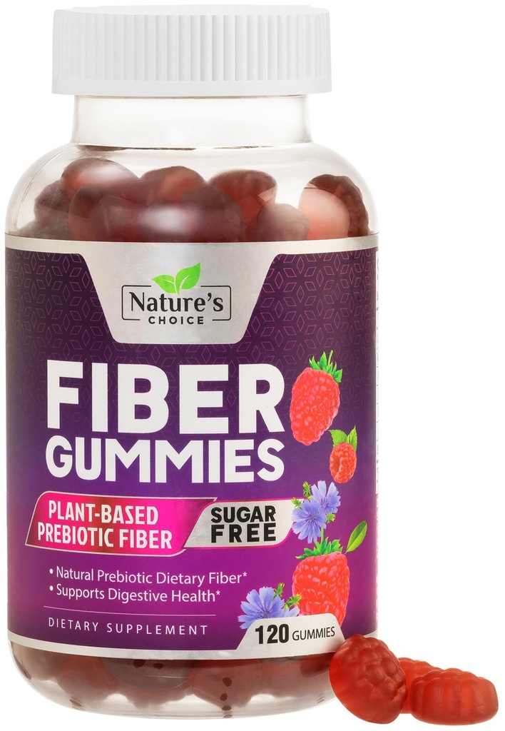 Fiber Gummies For Adults - Daily Digestive Health & Regularity Support - Sugar Free Soluble Fiber 4g Per Serving Gummy Supplement - Plant Based Prebiotic Gut & Digestion Support Gummy - 120 Gummies