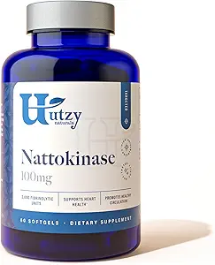 Utzy Naturals Nattokinase | 2000 FU per Serving from Japanese Natto | for Cardiovascular and Circulatory Support | 60 Softgels