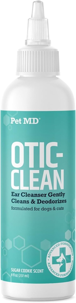 Pet MD Cat & Dog Ear Cleaner - Otic Ear Solution for Dogs - Pet Ear Cleaner - Cat Ear Cleaner Liquid - Cat & Dog Cleaning Sugar Cookie Scent - 8 oz.