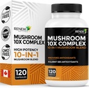 RENEW ACTIVES Mushroom Complex 2 κάψουλες ανά Σερβίρισμα – 10 Mushroom Blend με Αντιοξειδωτικά για Ανοσολογική Υγεία & Ευεξία – Υποστηρίζει Συνολική Ζωτικότητα & Μακροχρόνια Ευεξία – Κατασκευάζεται στον Καναδά - 120 Κάψουλες