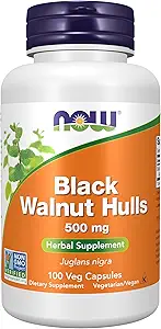NOW Foods Supplements, Black Walnut Hulls (Juglans nigra) 500 mg, Herbal Supplement, 100 Veg Capsules