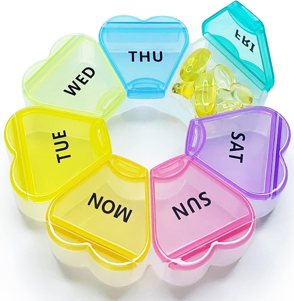 MOLN HYMY Large Weekly Pill Box 7 Day, Pill Case Organizer 1 time a Day, Floral Pill Container Once Daily, Pretty Medicine Dispenser for Vitamin/Fish Oil/Medication/Supplements