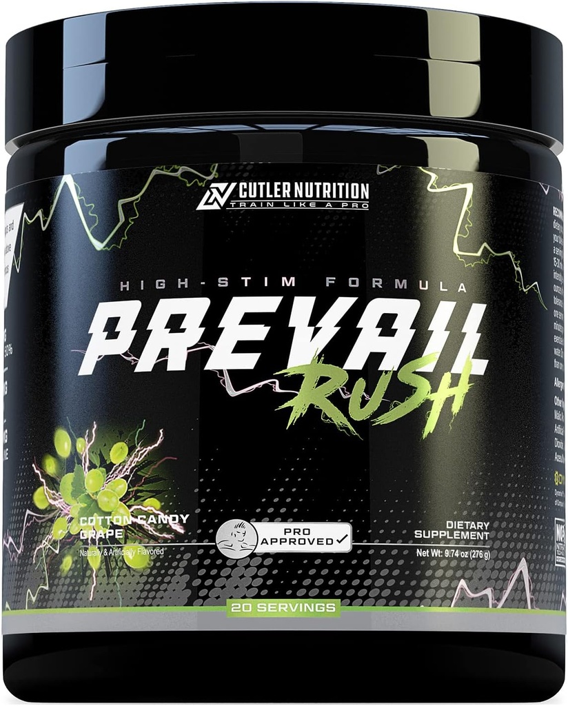 Cutler Nutrition High Stim Pre Workout Powder Prevail Rush Preworkout για Άνδρες & Γυναίκες για Έντονες Αντλίες Ενέργεια και Εστίαση με καφεΐνη NO3T Betaine και Dynamine 