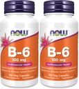 NOW Συμπληρώματα, Βιταμίνη B-6 (Pyridoxine HCl) 100 mg, Καρδιαγγειακή Υγεία *, 100 Κάψουλες Veg (πακέτο των 2)