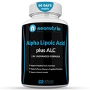 Alpha Lipoic Acid Plus Acetyl L-Carnitine Antioxidant Supplement ALA ALC for Healthy Brain Function & Muscle Strength, Focus, Memory & Cognitive Function for Women & Men - 60 Capsules by Neonutrix
