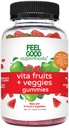 FeelGood Superfoods Vita Fruits and Veggies Συμπληρώματα, Multivitamin Φρούτα και Λαχανικά, 25 Φρούτα και Λαχανικά, Καρπούζια και Γεύσεις Μήλων, Vegan, Non-GMO, 60 Count