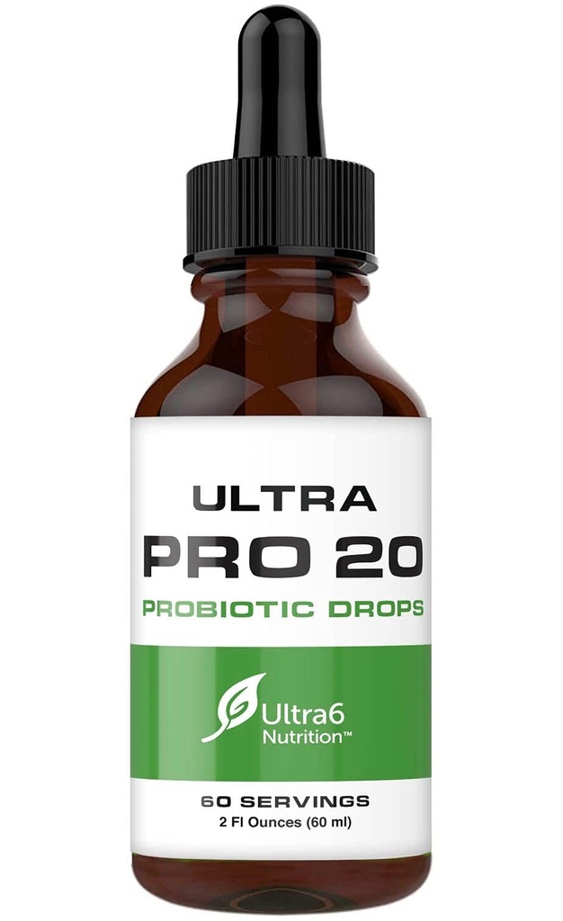 Ultra6 Διατροφικά Προβιοτικά για γυναίκες, άνδρες και παιδιά - 20 Στειρωμένο Υγρό Προβιοτικό συμπλήρωμα για την υγεία Digestive & Gut